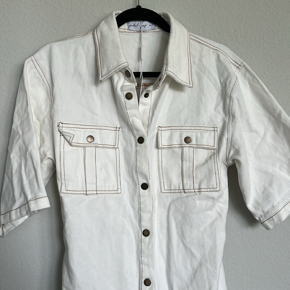 NWT Petal & Pup White Denim Hailey Mini Dress - Picture 3 of 7